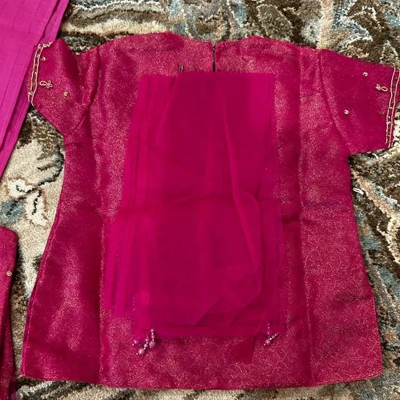 Pink Embroidered girls Anarkali - Picture 4 of 4